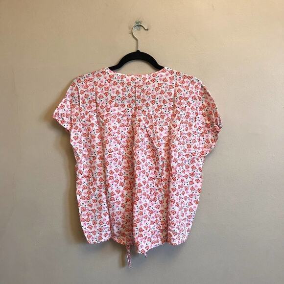 Anthropologie Jane & Delaney M blouse short sleeve floral white button down - Picture 5 of 7